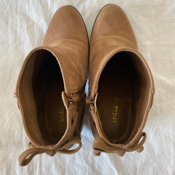 Indigo Rd. Western Boho Tan Suede Round Toe Womens Ankle Booties Size 6.5M - Picture 8 of 10